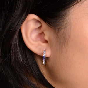 3 x 5 mm. Baguette Cut Blue Violet Tanzanite Cluster Earrings