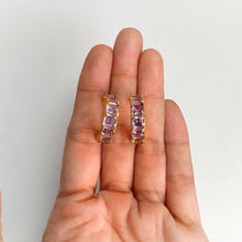 Load image into Gallery viewer, 5 mm. Square Cut Purple Brazilian Amethyst Cluster Earrings
