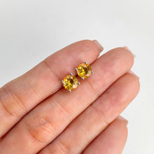 Load image into Gallery viewer, 6 mm. Round Cut Yellow Brazilian Citrine Earrings
