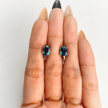 Load image into Gallery viewer, 6 x 8 mm. Oval Cut London Blue Brazilian Topaz Earrings
