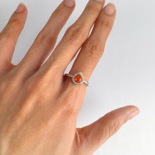 Load image into Gallery viewer, 4 x 5 mm. Pear Cut Orange Ethiopian Opal with Cz Halo Ring
