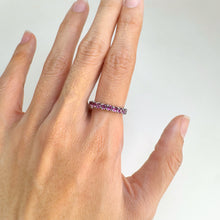 Load image into Gallery viewer, 2 mm. Round Cut Purple African Rhodolite Garnet Eternity Ring
