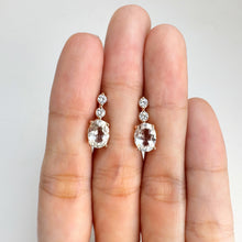Load image into Gallery viewer, 6 x 8 mm. Oval Cut White Brazilian Topaz with Cz Accents Earrings
