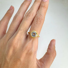 Load image into Gallery viewer, 8 mm. Round Cut White Brazilian Topaz with Cz Halo Ring
