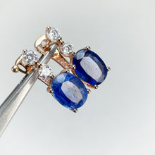 Load image into Gallery viewer, 6 x 8 mm. Oval Cut Blue Nepalese Kyanite with Cz Accents Earrings (Blemished)

