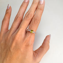 Load image into Gallery viewer, 4 x 6 mm. Oval Cut Green Pakistani Peridot and Topaz Cluster Ring

