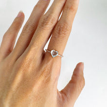 Load image into Gallery viewer, 7 mm. Heart Cut Blue Brazilian Aquamarine with Cz Band Ring
