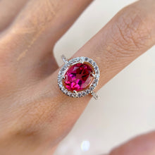 Load image into Gallery viewer, 8 x 10 mm. Oval Cut Pink Brazilian Mystic Topaz with Cz Accents Ring
