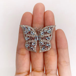 3 x 5 mm. Oval Cut Sky Blue Brazilian Topaz with Cz Accents Butterfly Earrings