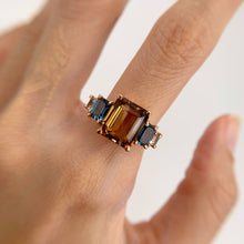 Load image into Gallery viewer, Handmade 9 x 11 mm. Octagon Cut VS Champagne Brazilian Topaz Cluster Ring
