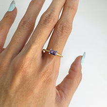 Load image into Gallery viewer, 4 x 6 mm Octagon Cut Purple Brazilian Amethyst with Cz Band Ring
