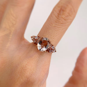 7 x 9 mm. Oval Cut White Brazilian Topaz with Cz Accents Ring