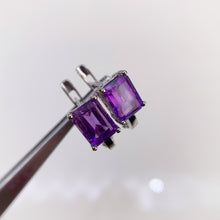 Load image into Gallery viewer, 6 x 8 mm. Octagon Cut Purple Brazilian Amethyst Earrings
