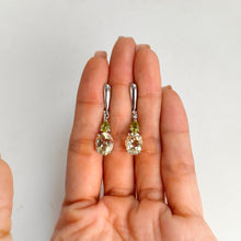 Load image into Gallery viewer, 8 x 10 mm. Oval Cut Light Yellow Brazilian Citrine and Peridot Drop Earrings
