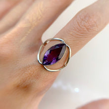 Load image into Gallery viewer, 8 x 16 mm. Marquise Cut Purple Brazilian Amethyst Ring
