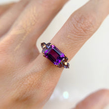 Load image into Gallery viewer, 7 x 9 mm. Octagon Cut Purple Brazilian Amethyst and Iolite Cluster Ring
