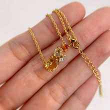 Load image into Gallery viewer, 6 x 8 mm. Oval Cut Yellow Brazilian Citrine and Sapphire with Cz Accents Cluster Necklace
