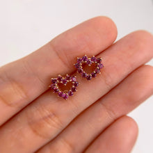 Load image into Gallery viewer, 2 mm. Round Cut Purple African Rhodolite Garnet Heart Earrings
