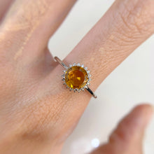 Load image into Gallery viewer, 7 mm. Round Cut Yellow Brazilian Citrine with Cz Accents Ring
