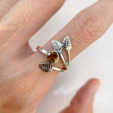 Load image into Gallery viewer, Handmade 5 mm. Round Cut Yellow Brazilian Citrine Leaf Ring

