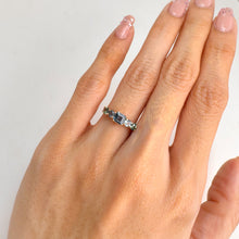 Load image into Gallery viewer, 4. 5 mm. Square Cut London Blue Brazilian Topaz and Sapphire Cluster Ring

