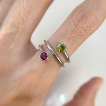Load image into Gallery viewer, Handmade 4 mm. Round Cut Green Pakistani Peridot with Cz Accent Ring
