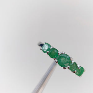 4 mm. Round Cut Green Brazilian Emerald Cluster Ring (Blemished)