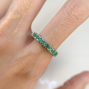 2.5 mm. Round Cut Green Zambian Emerald Half Eternity Ring