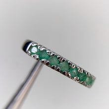 Load image into Gallery viewer, 2.5 mm. Round Cut Green Zambian Emerald Half Eternity Ring
