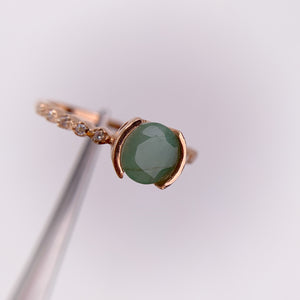 6 mm. Round Cut Green Brazilian Emerald with Cz Band Ring