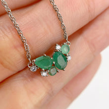 Load image into Gallery viewer, 4 x 6 mm. Oval Cut Green Zambian Emerald with Cz Accents Cluster Necklace
