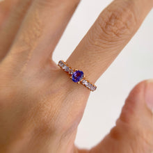 Load image into Gallery viewer, 4 x 5 mm. Oval Cut Blue Violet Tanzanite Cluster Ring
