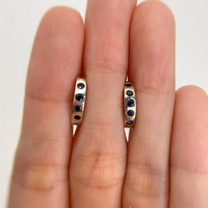 2 mm. Round Cut Blue Thai Sapphire Cluster Earrings