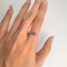 Load image into Gallery viewer, 4 x 6 mm. Octagon Cut Purple Madagascan Iolite with Cz Band Ring
