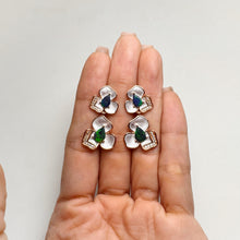 Load image into Gallery viewer, 5 x 7 mm. Pear Cut Black Ethiopian Opal with Cz Accents Drop Earrings
