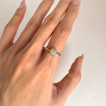 Load image into Gallery viewer, 6 x 8 mm. Oval Cabochon Multi-coloured Ethiopian Opal Ring
