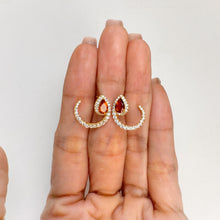 Load image into Gallery viewer, 4 x 6 mm. Pear Cut Orange Brazilian Citrine with Cz Accents Earrings
