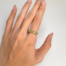 Load image into Gallery viewer, 3 mm. Round Cut Green Pakistani Peridot Cluster Ring
