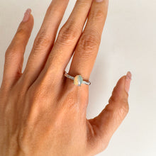 Load image into Gallery viewer, 6 x 8 mm. Oval Cabochon Multi-coloured Ethiopian Opal with Cz Accents Ring
