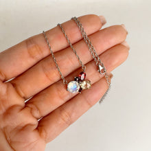 Load image into Gallery viewer, 7 mm. Round Cut White Indian Moonstone and Citrine Cluster Necklace (Blemished)
