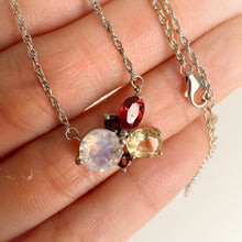 Load image into Gallery viewer, 7 mm. Round Cut White Indian Moonstone and Citrine Cluster Necklace (Blemished)
