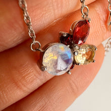 Load image into Gallery viewer, 7 mm. Round Cut White Indian Moonstone and Citrine Cluster Necklace (Blemished)
