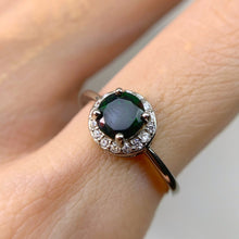 Load image into Gallery viewer, 6 mm. Round Cut Black Ethiopian Opal with Cz Halo Ring
