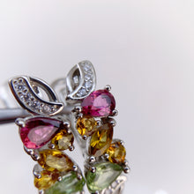Load image into Gallery viewer, 4 x 6 mm. Pear Cut Multi-coloured Nigerian Tourmaline with Cz Accents Cluster Earrings
