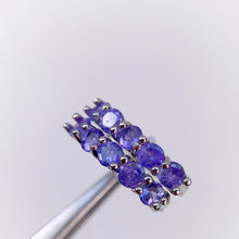Load image into Gallery viewer, 3 mm. Round Cut Blue Violet Tanzanite Cluster Earrings
