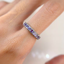 Load image into Gallery viewer, 2.5 mm. Round Cut Blue Violet Tanzanite Half Eternity Ring
