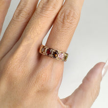 Load image into Gallery viewer, 3 x 4 mm. Oval Cut Multi-coloured Brazilian Tourmaline Cluster Ring
