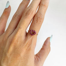 Load image into Gallery viewer, 2 mm. Round Cut Red Pink Thai Ruby Heart Ring (Blemished)
