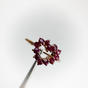 2 mm. Round Cut Red Pink Thai Ruby Heart Ring (Blemished)