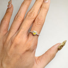Load image into Gallery viewer, 5 mm. Heart Cut Multi-coloured Ethiopian Opal with Cz Halo Ring
